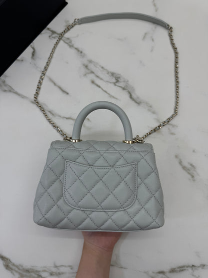 CHANEL Mini Cocohandle 霧霾藍/冰川藍 Cloud Blue