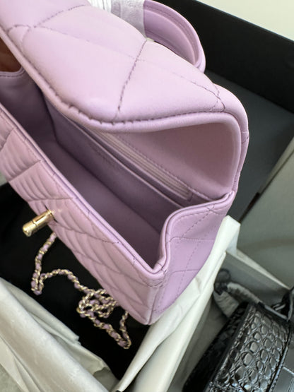 CHANEL mini cf with top handle 粉紫色 24P