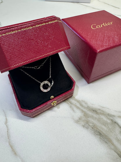 CARTIER Love 滿天星項鏈 白金色 【純銀電鍍18K金+莫桑鑽】