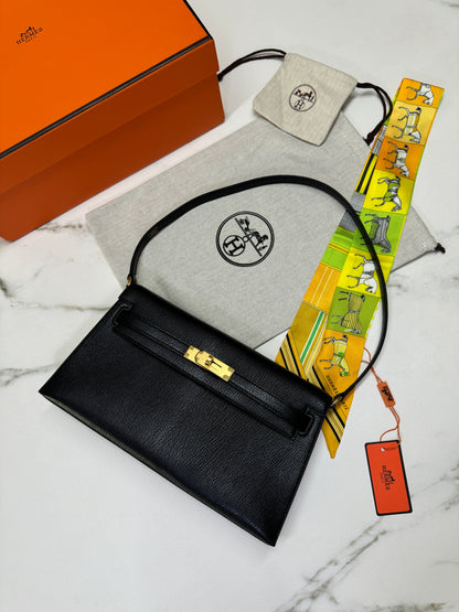 HERMES Kelly Elan 黑金 山羊皮 Mysore