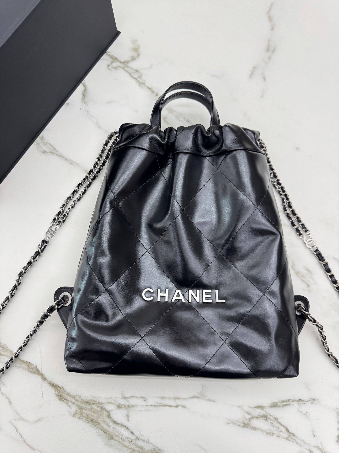 CHANEL 22Bag Backpack 黑銀 Black PHW