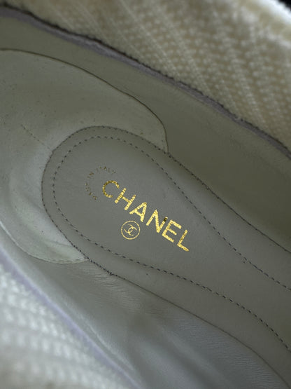 CHANEL 26A 針織拼麂皮芭蕾舞風運動鞋