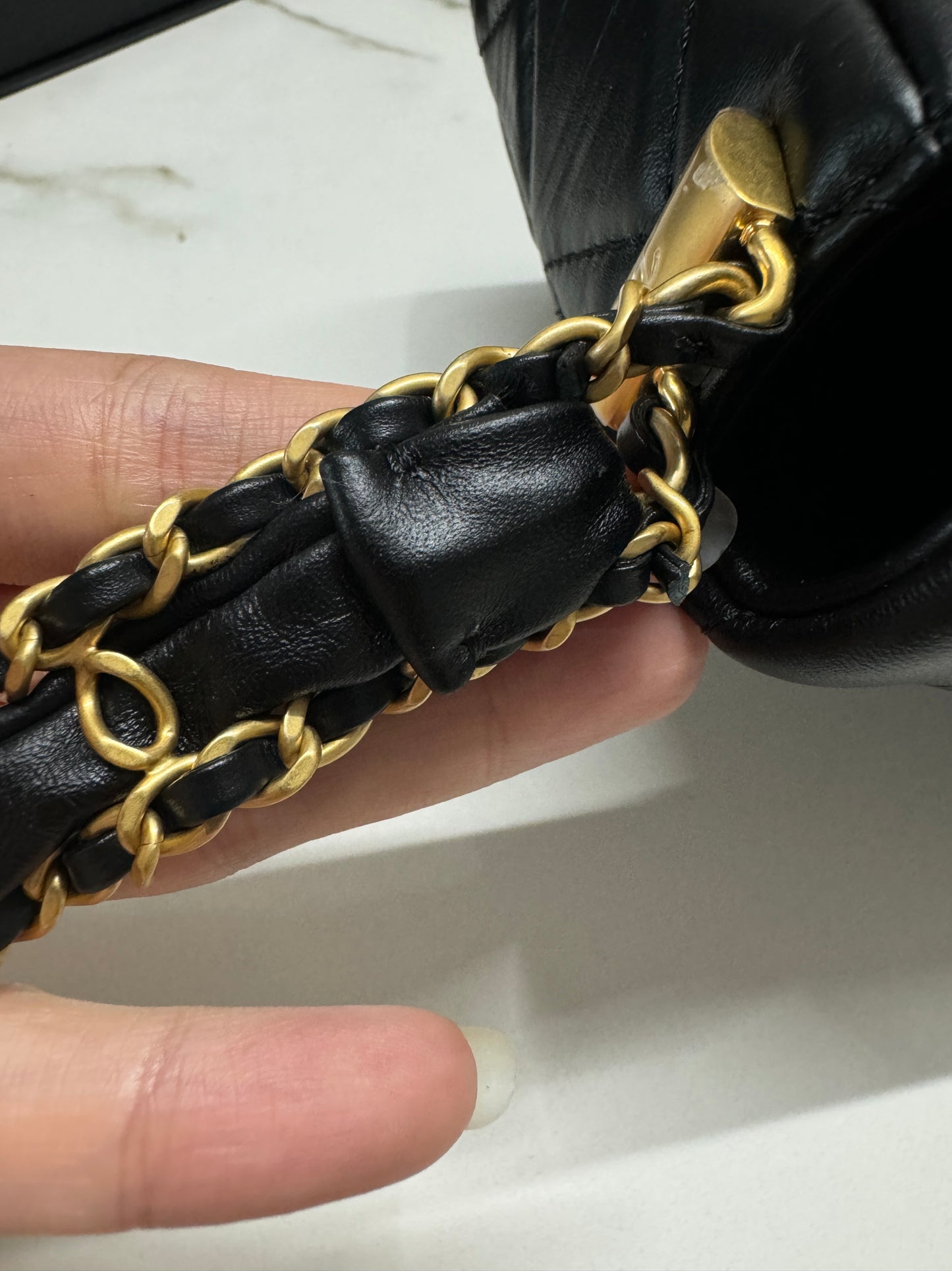 CHANEL 19系列 豆腐包 皺摺牛皮 黑色