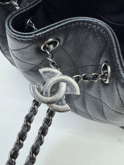 CHANEL 25Bag Small 黑銀小號 荔枝牛皮 Caviar Calfskin