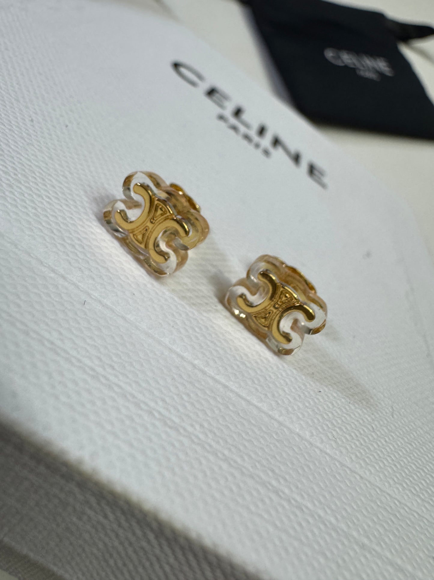 CELINE 凱旋門 透明耳環