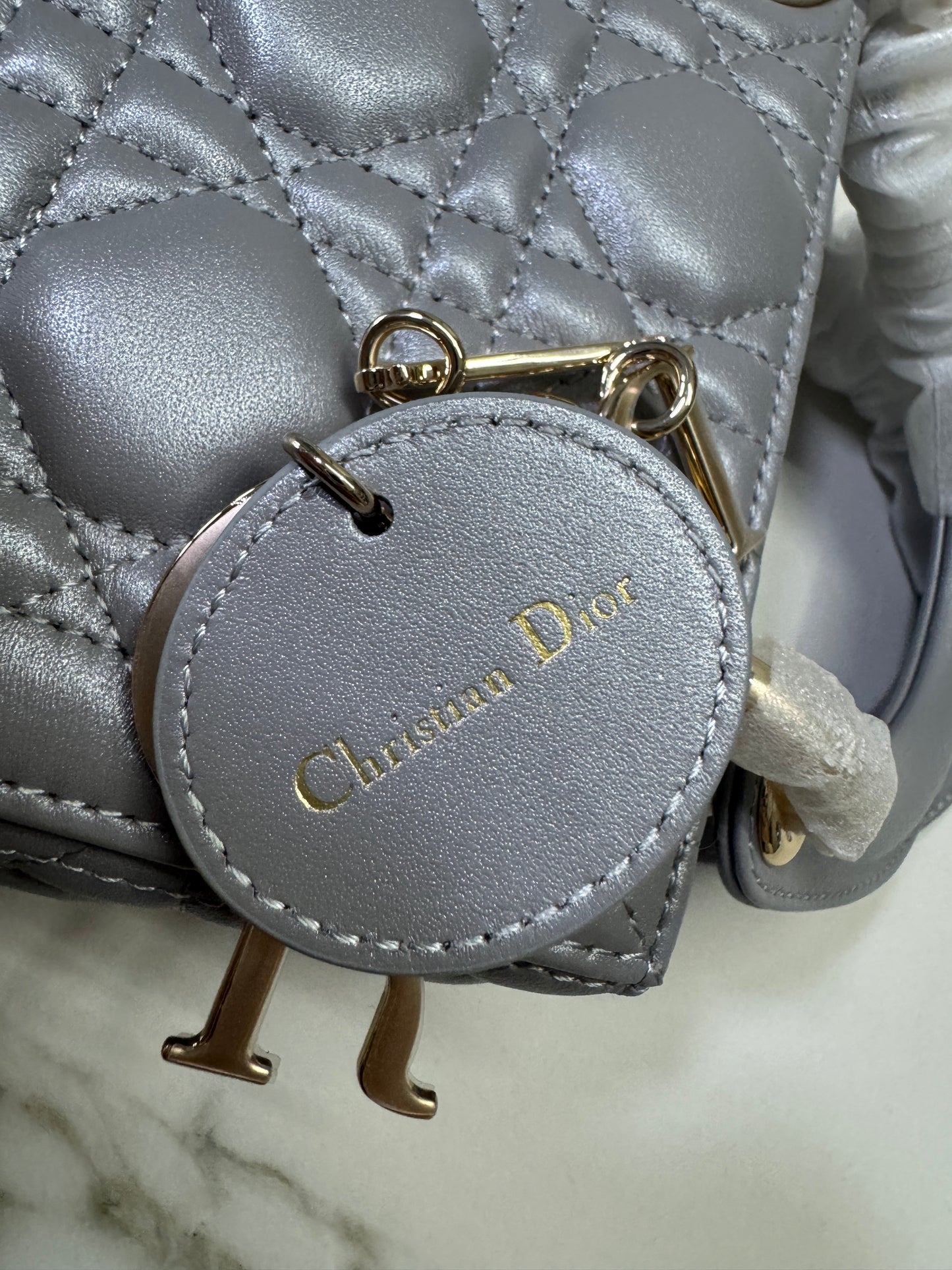 DIOR Lady Dior Mini 珠光灰
