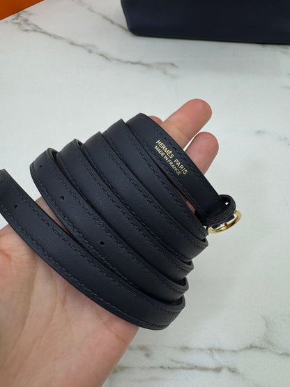HERMES Mini 2424 午夜藍金扣 Evercolor 2Z Bleu Nuit GHW