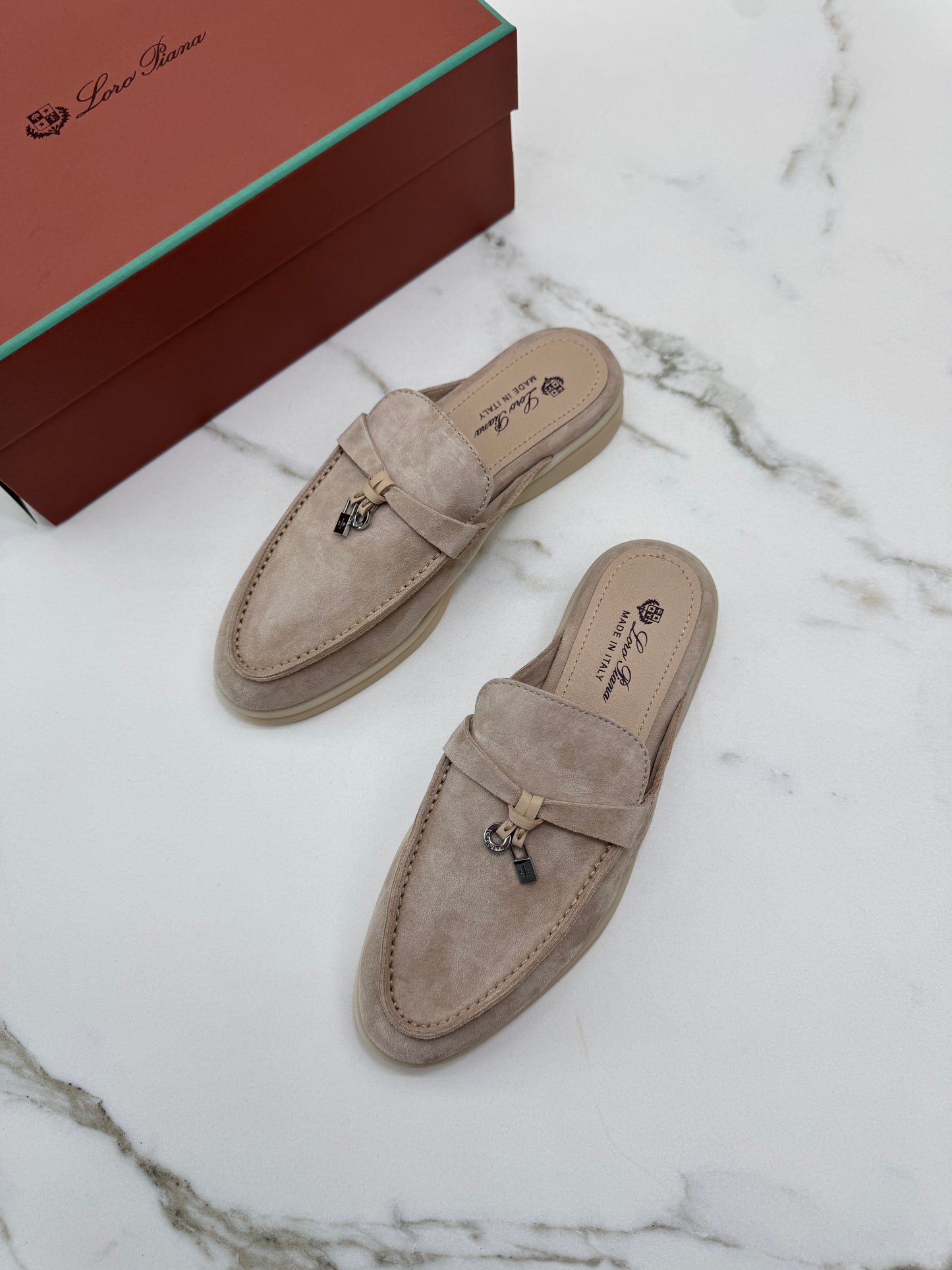 LORO PIANA Charms Walk Babouche Loafers Sand