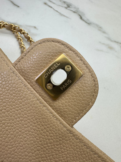CHANEL CF23 Small 米杏色牛皮金扣 Beige Caviar Calfskin GHW
