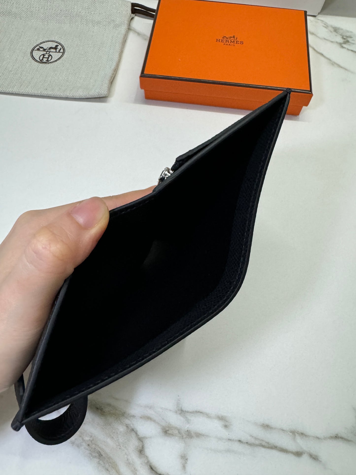HERMES Bearn Compact Wallet 黑銀 短款 Epsom PHW