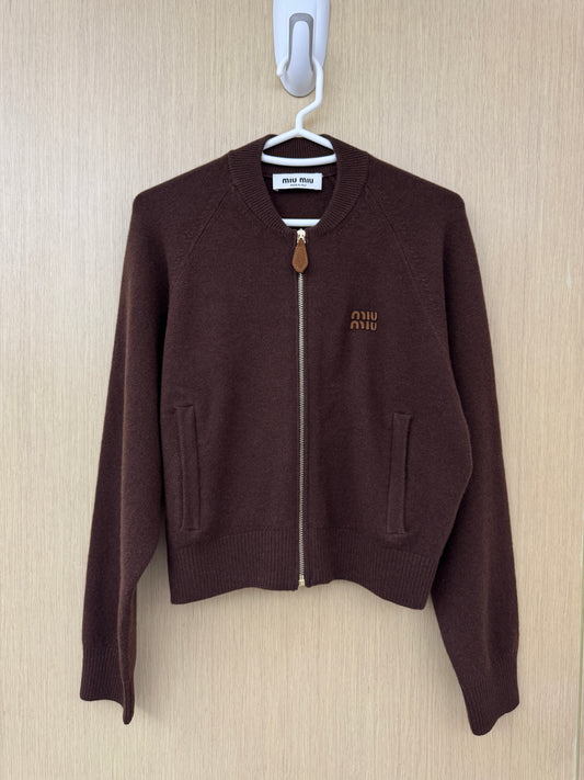 MIU MIU 深棕色針織短外套