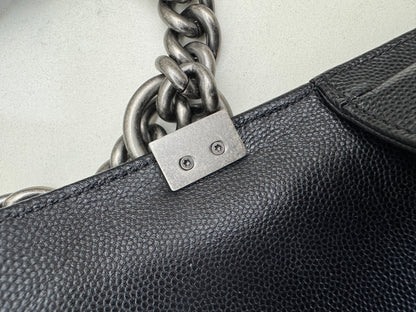 CHANEL Leboy 20cm 黑銀荔枝牛皮