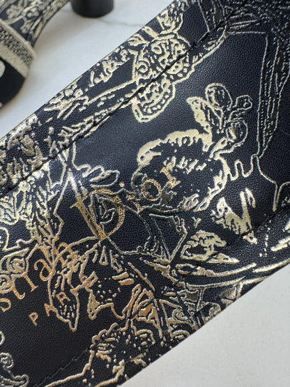 DIOR D-Way 圓跟拖鞋 黑金