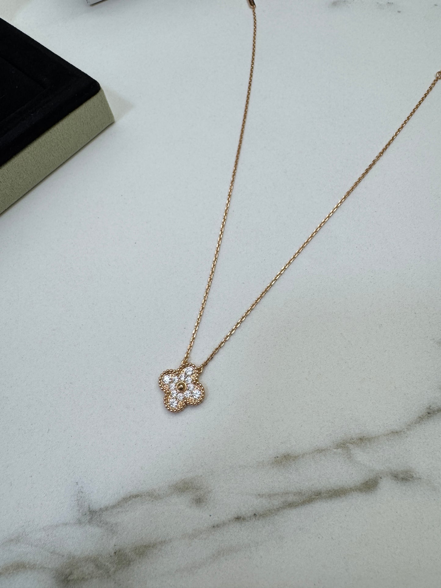 VCA Vintage Alhambra Necklace 滿鑽玫瑰金項鏈