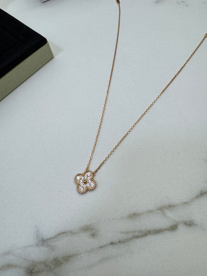 VCA Vintage Alhambra Necklace 滿鑽玫瑰金項鏈