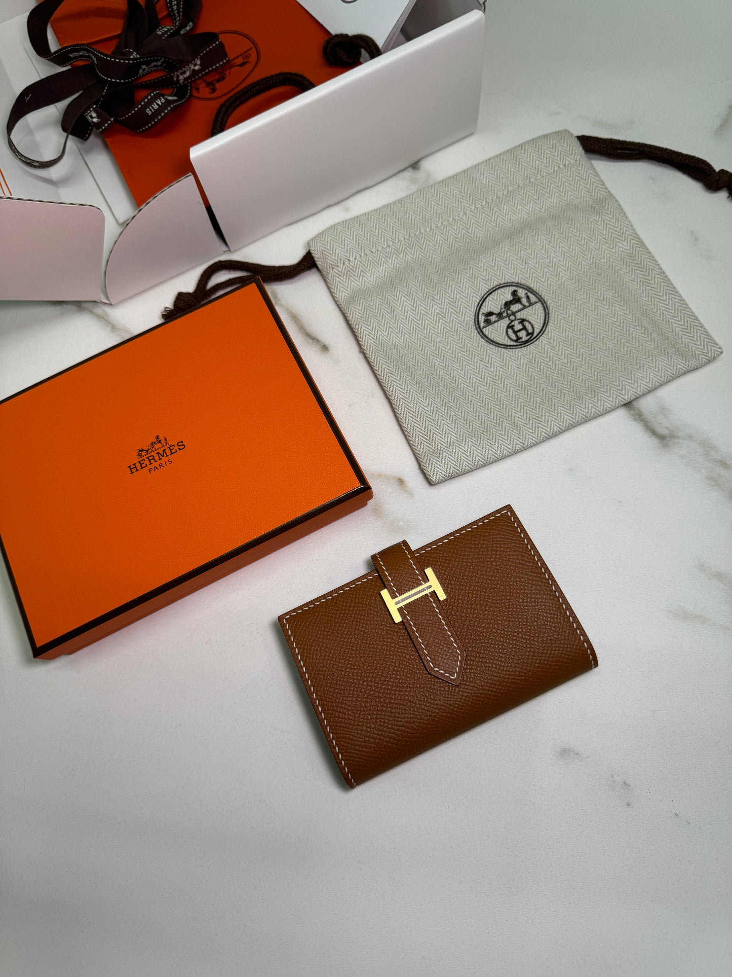 HERMES Bearn Mini Wallet 有散子位 Gold Epsom