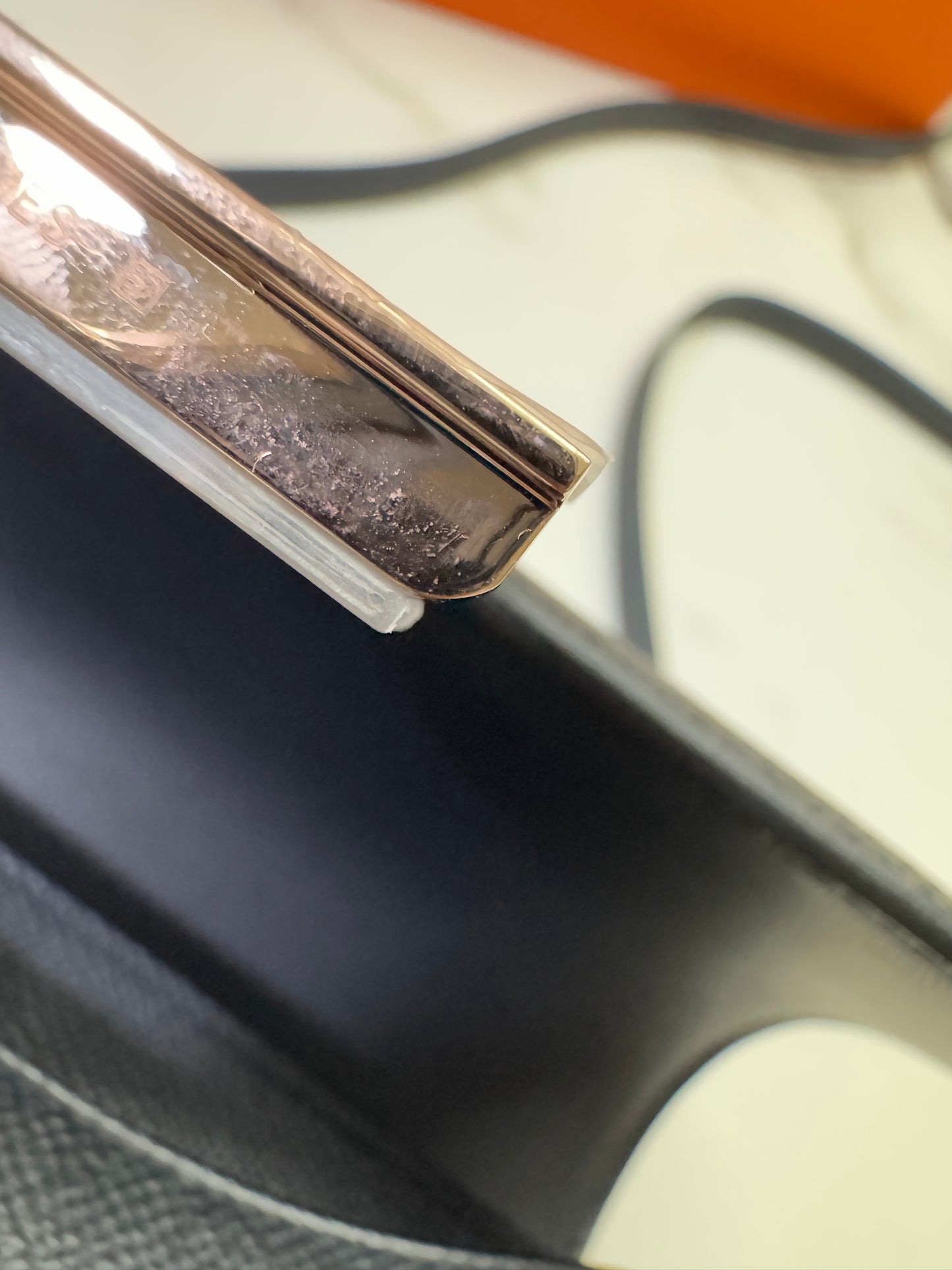 HERMES Mini Constance 黑色 玫瑰金扣 Epsom