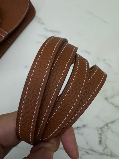 HERMES Halzan 25 金棕色金扣 TC Gold GHW