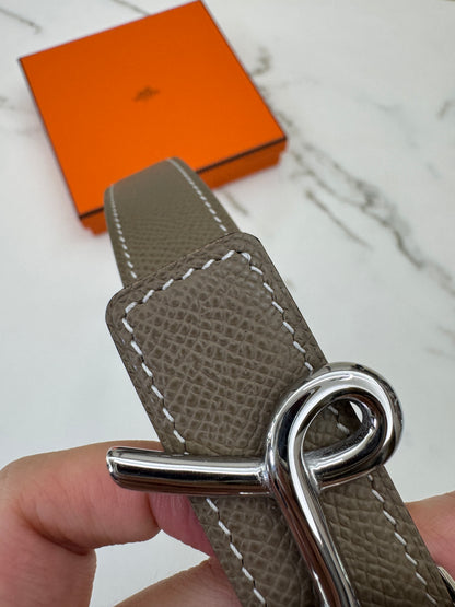 HERMES Cursives 皮帶 大象灰Epsom
