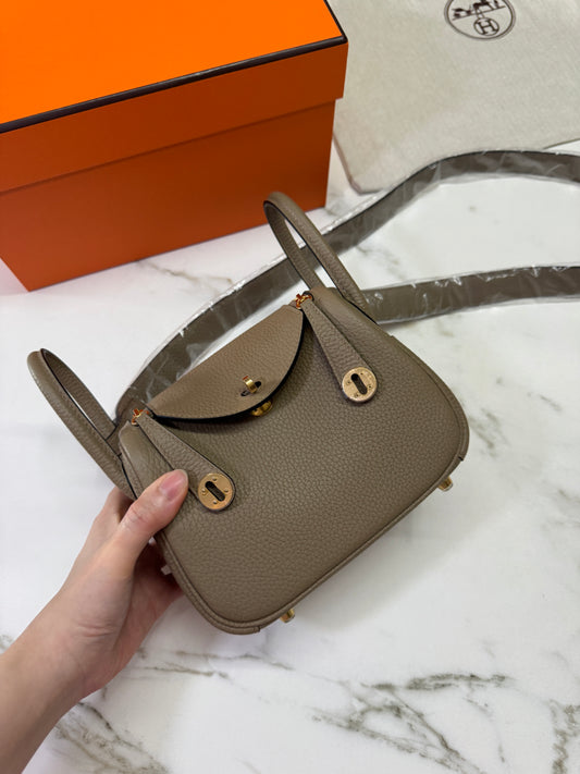 HERMES Mini Lindy II 馬爾淺米 金扣 TC