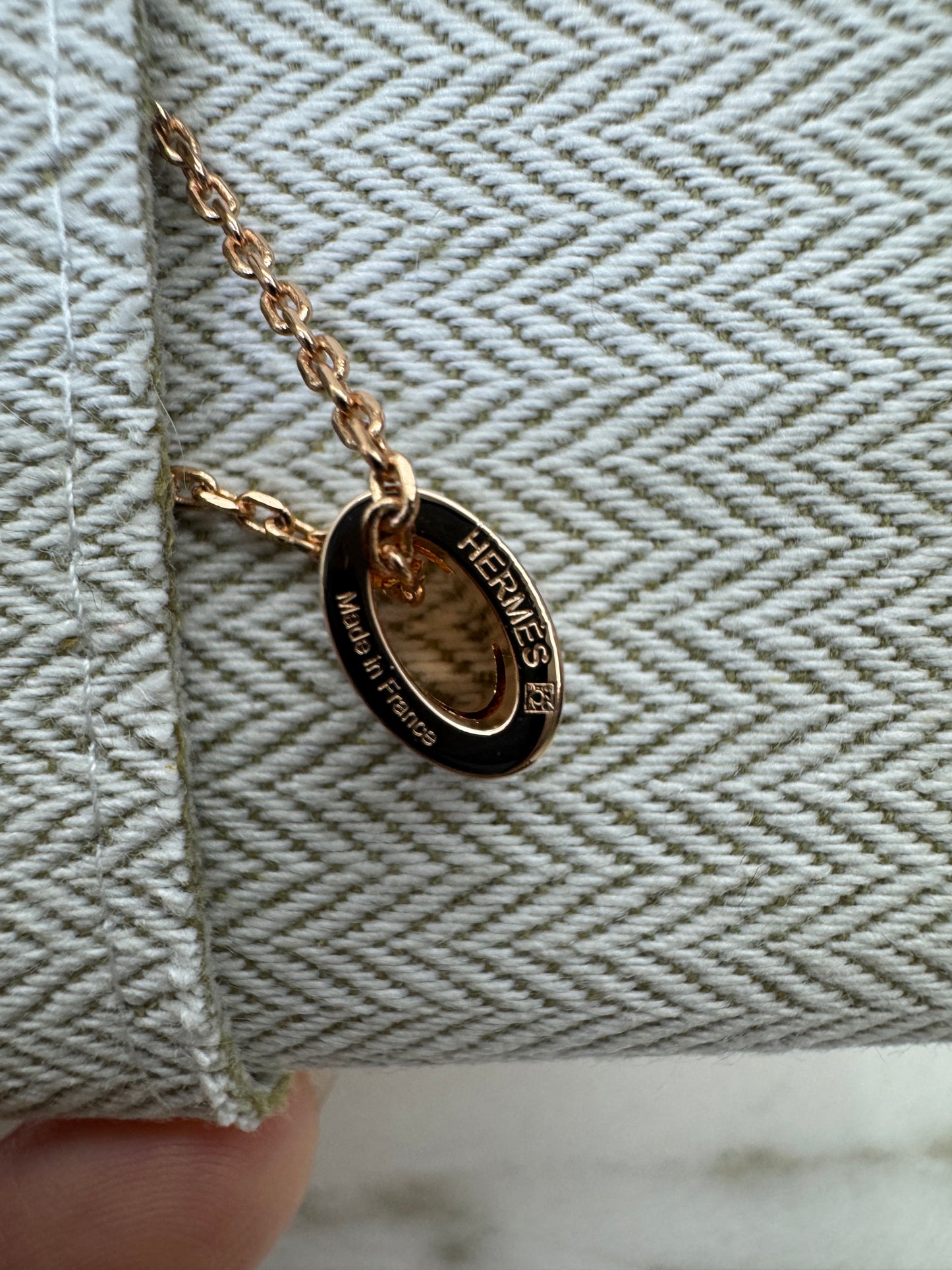 HERMES Pop H Marron Glaze 玫瑰金項鏈
