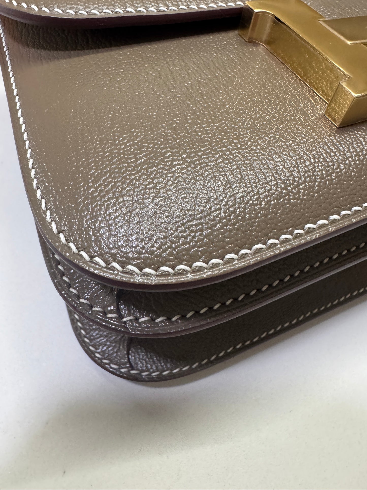 HERMES Mini Constance 大象灰山羊皮 金扣 Etoupe GHW