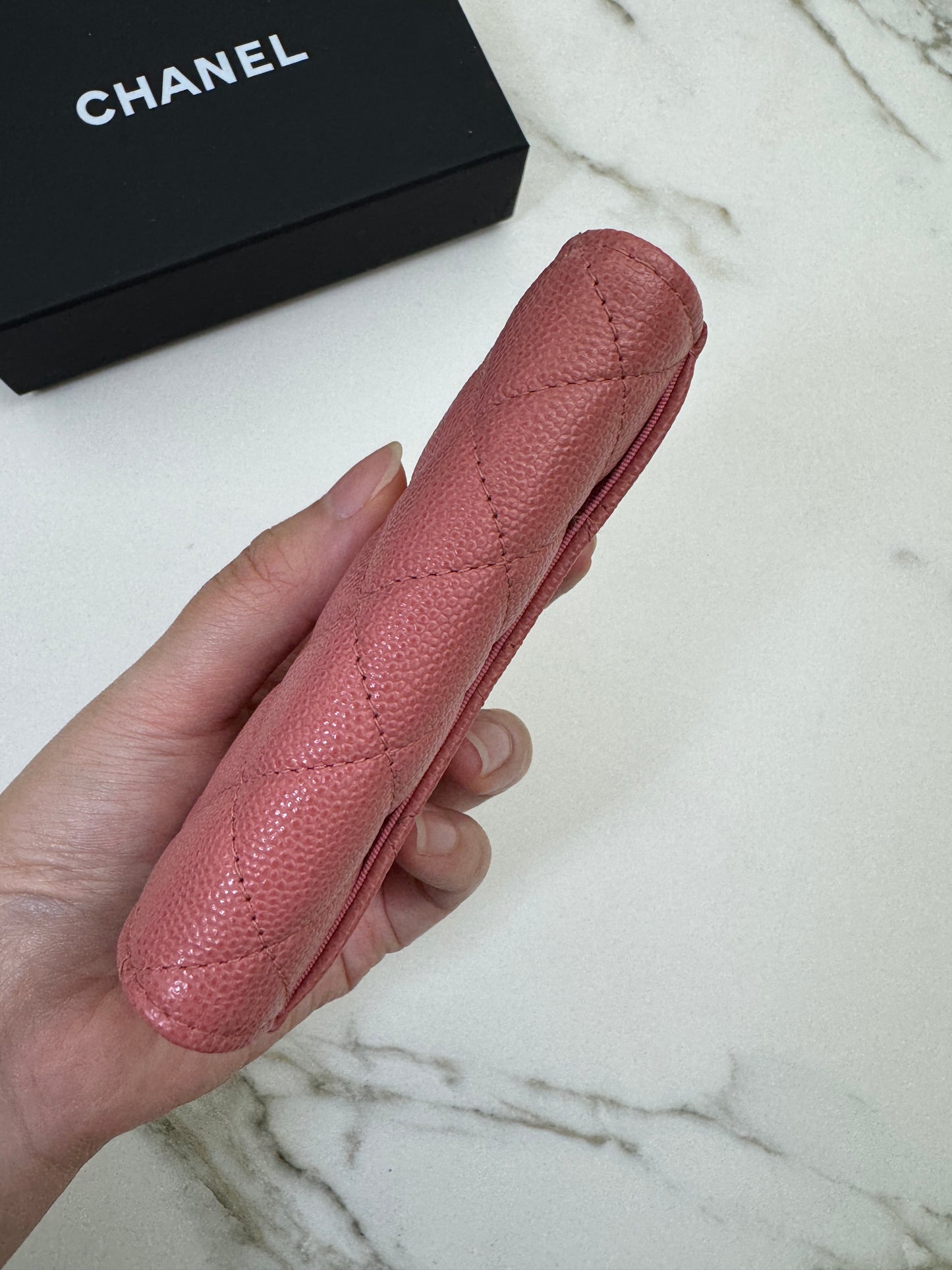 CHANEL CF Cardholder 珊瑚粉 牛皮