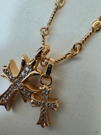 CHROME HEARTS 十字架 玫瑰金項鏈