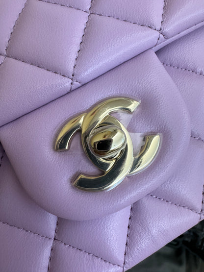 CHANEL mini cf with top handle 粉紫色 24P