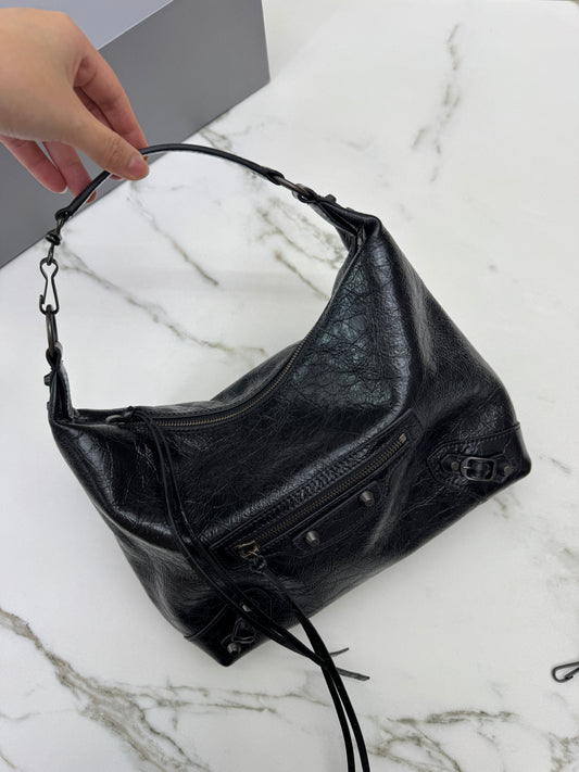 BALENCIAGA Le City Hobo 黑色油蠟皮