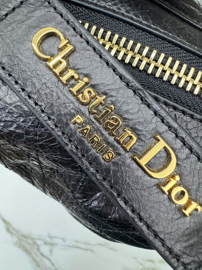 DIOR D-Journey Small 黑色油臘皮
