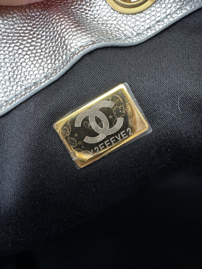 CHANEL 25Bag Small 銀色荔枝皮