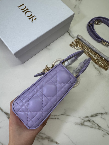 DIOR Mini Lady Dior 紫色羊皮