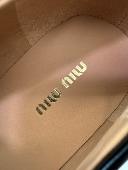 MIU MIU 金幣厚底Loafers 黑色