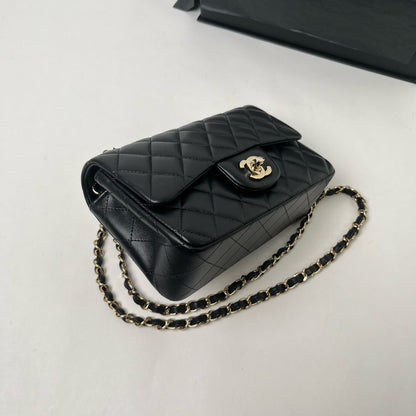 CHANEL CF20 黑色羊皮 金扣