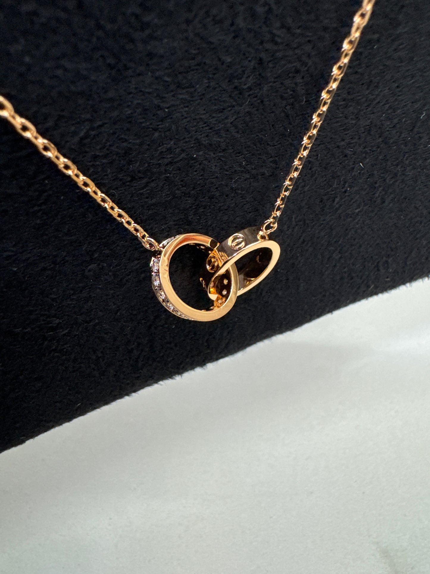 CARTIER Love 雙環項鏈 玫瑰金
