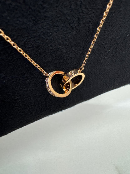 CARTIER Love 雙環項鏈 玫瑰金