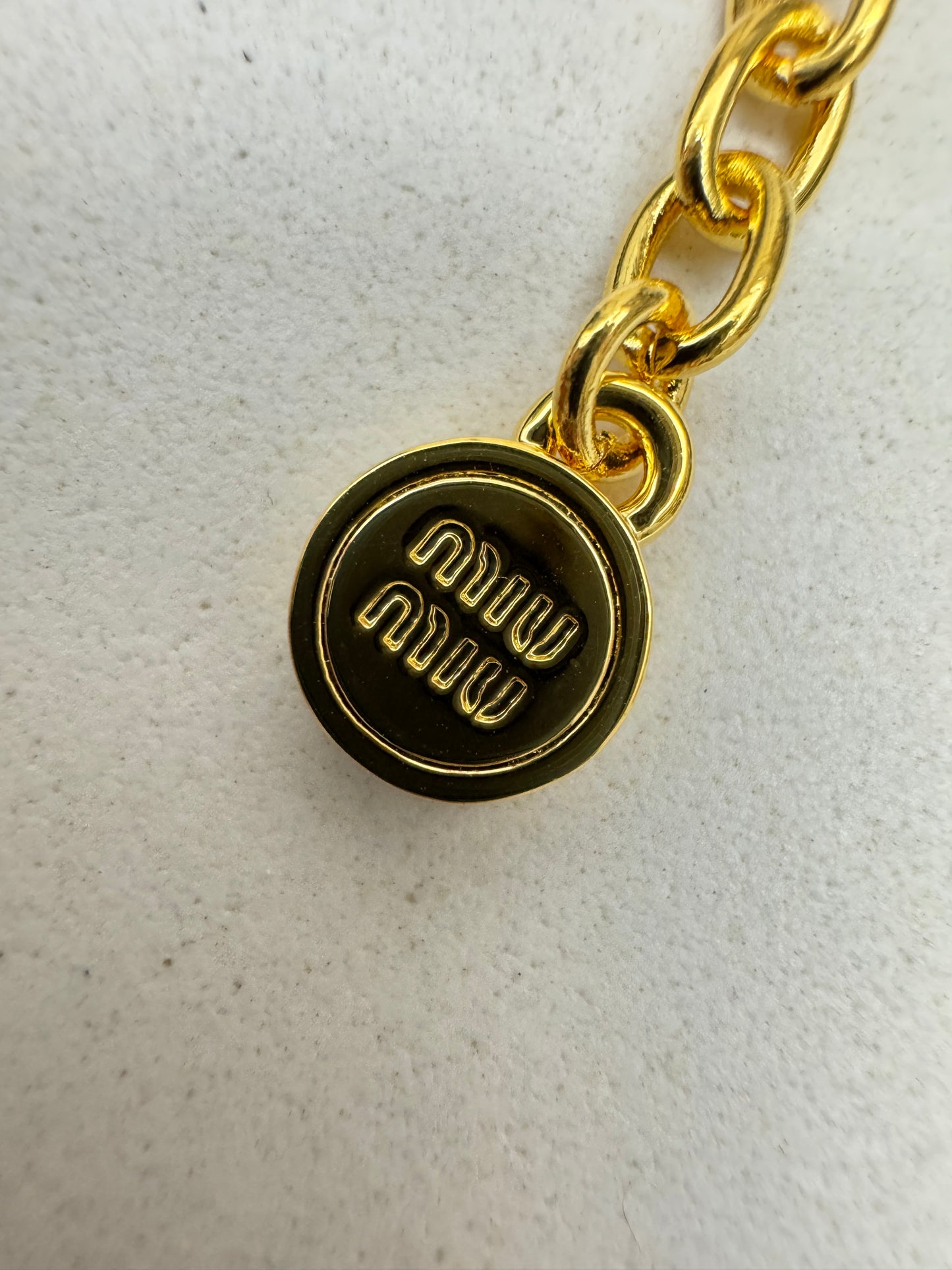 MIU MIU 心形琺瑯項鏈 白金色