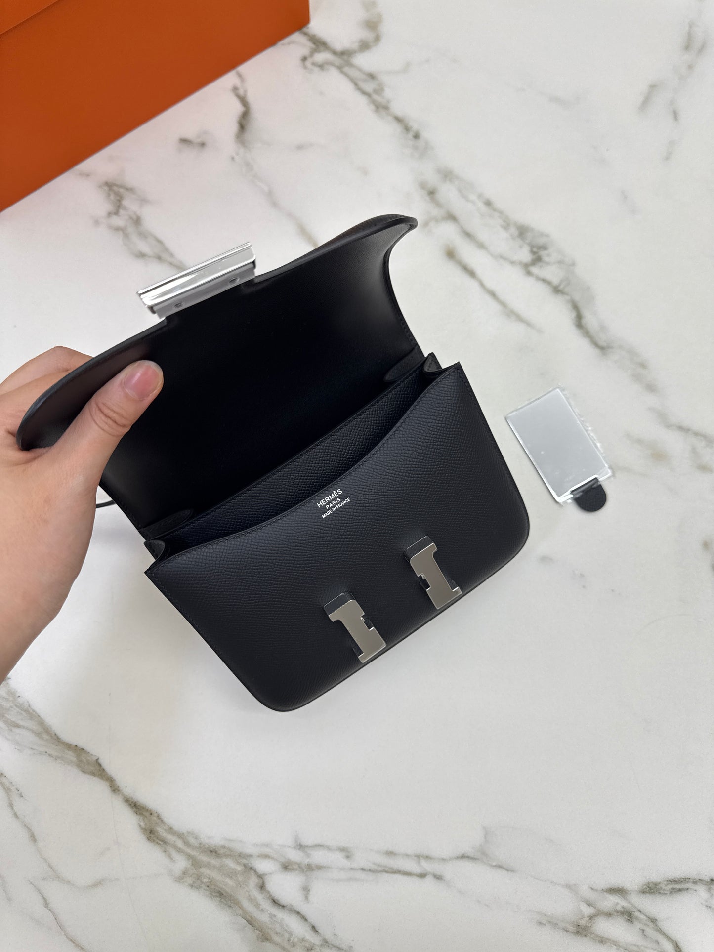 HERMES Mini Constance 黑銀 Noir Epsom PHW