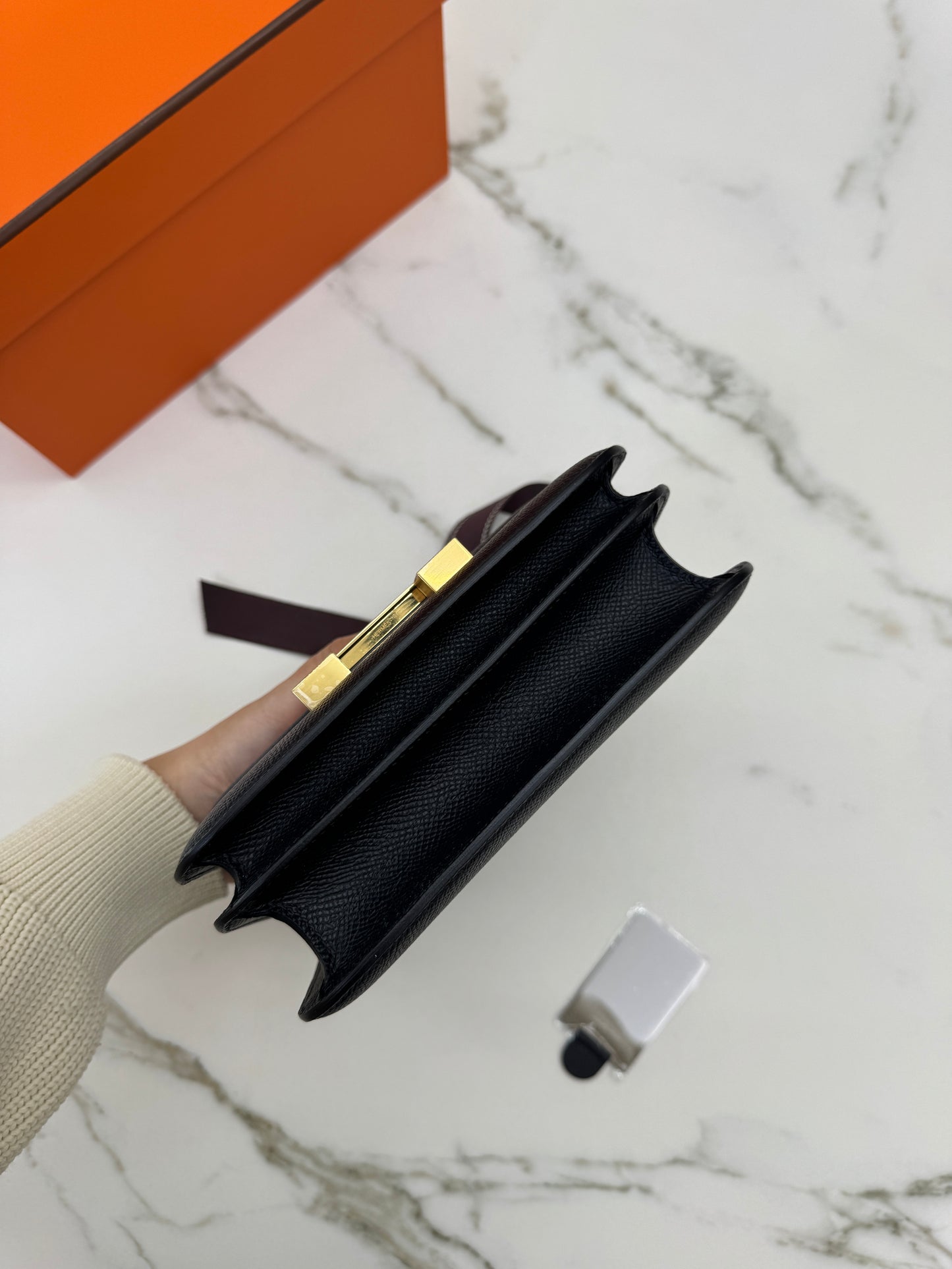 HERMES Mini Constance 黑金 Epsom Noir GHW 新鏡子版