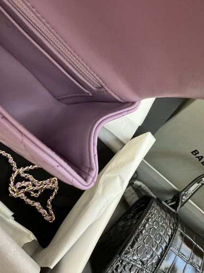 CHANEL mini cf with top handle 粉紫色 24P