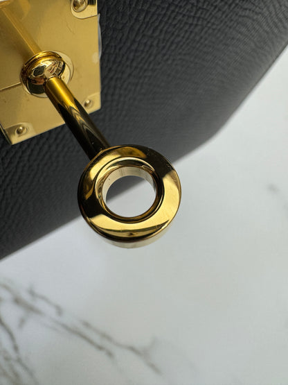 HERMES Mini Kelly II 黑金 Epsom Noir GHW