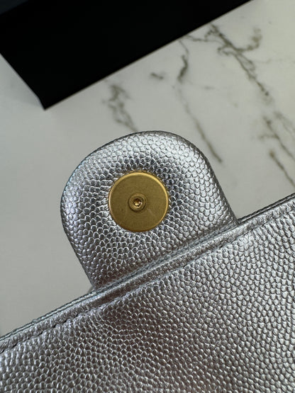 CHANEL 25Bag Small 銀色荔枝皮