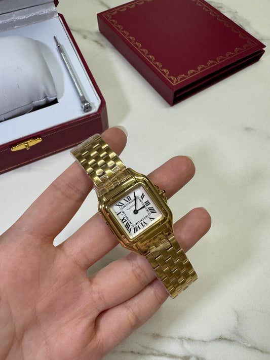 CARTIER Panthere 獵豹 金色 中號 石英