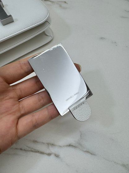 HERMES Mini Constance 新白色 銀扣 Evercolor 0U New White PHW