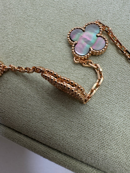 VCA Vintage Alhambra Bracelet 五花灰貝母拼鑽 玫瑰金手鏈