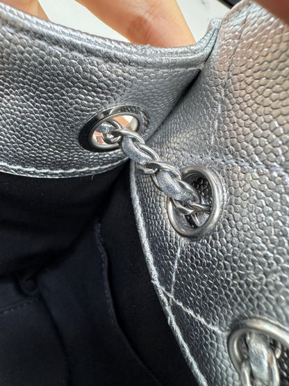 CHANEL Mini 25 Bag 銀色荔枝皮銀扣 Silver Caviar Calfskin PHW