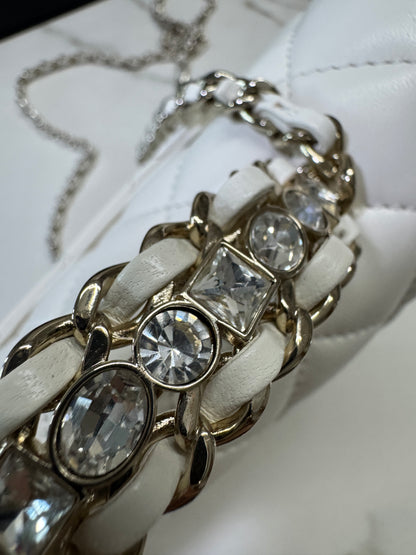 CHANEL 23A水鑽手柄 Mini CF Handle 白色