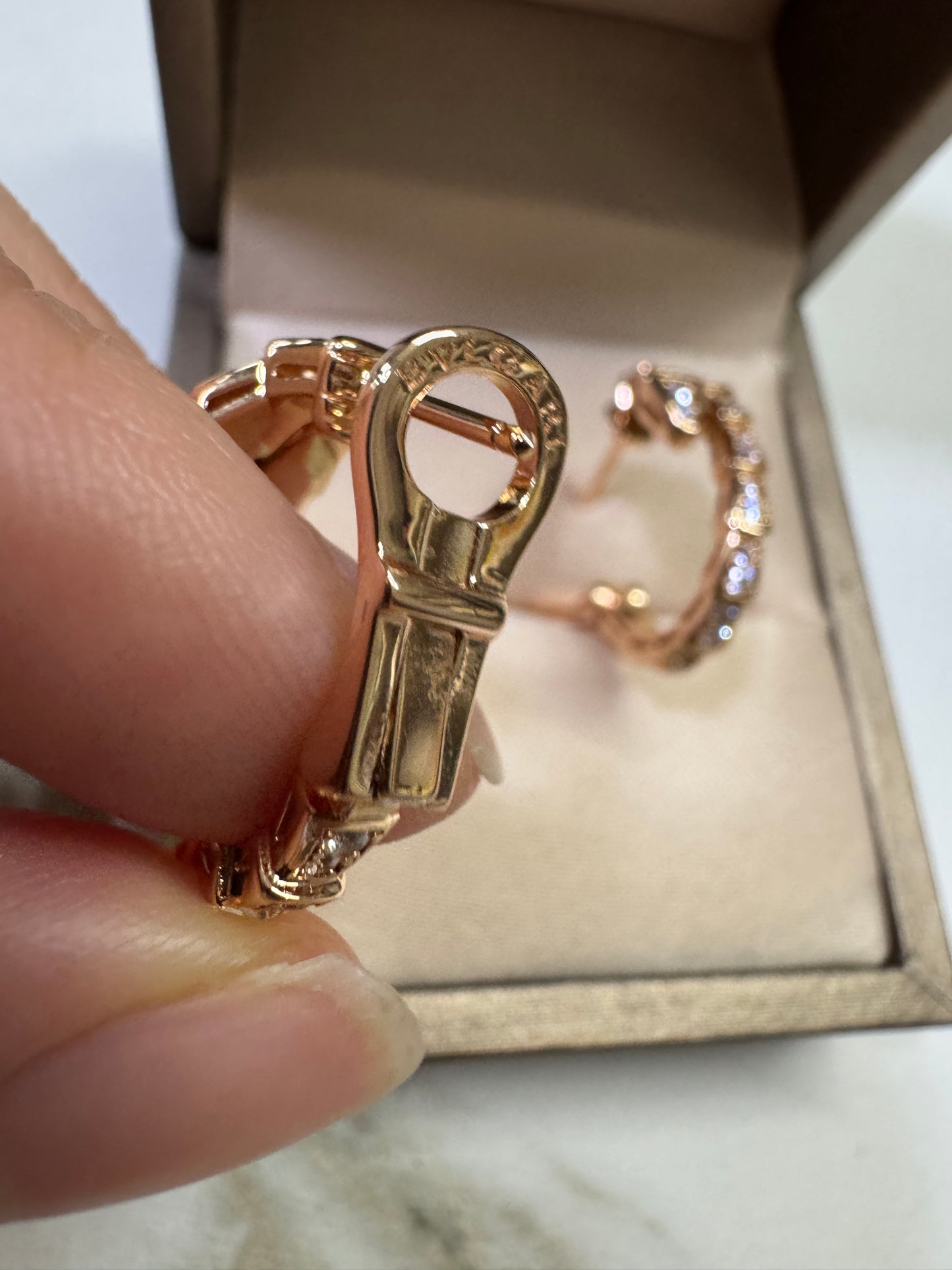 BVLGARI Serpenti 玫瑰金色滿鑽耳環