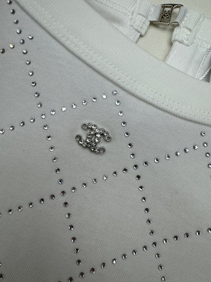 CHANEL 25S 燙鑽短袖Tee 白色